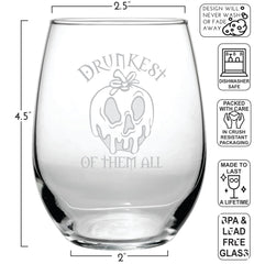 Poison Apple Snow White stemless wine glass detail