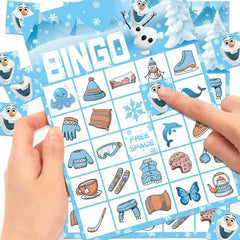 Snowman christmas bingo game 24 players punch-out chips