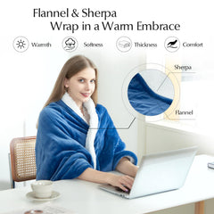 Newport Blue SNUGSUN heated blanket throw 50x60
