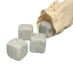 Soapstone drink rocks with smooth finish in a pouch
