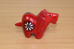 Soapstone Lion Kenya Kisii region red color