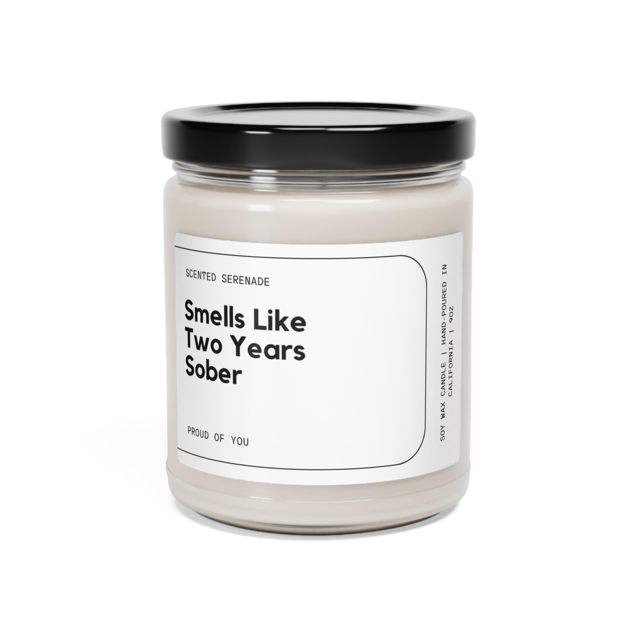 Sobriety Candle 9oz in clear jar with black lid