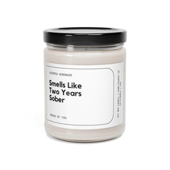 Sobriety Candle 9oz in clear jar with black lid