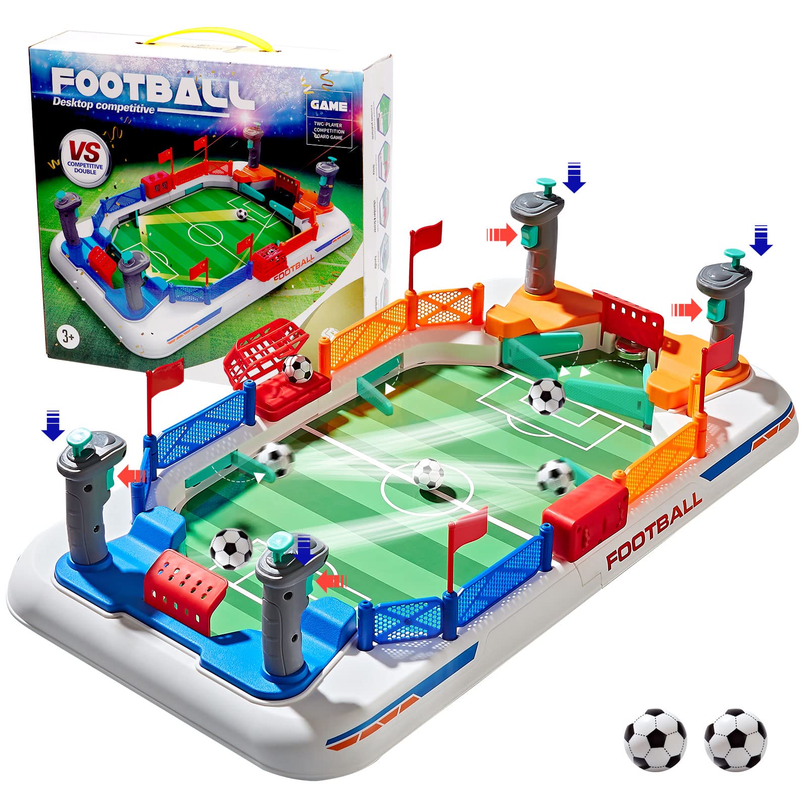 Soccer board game for kids ages 4-12 mini foosball table toy dual control rods