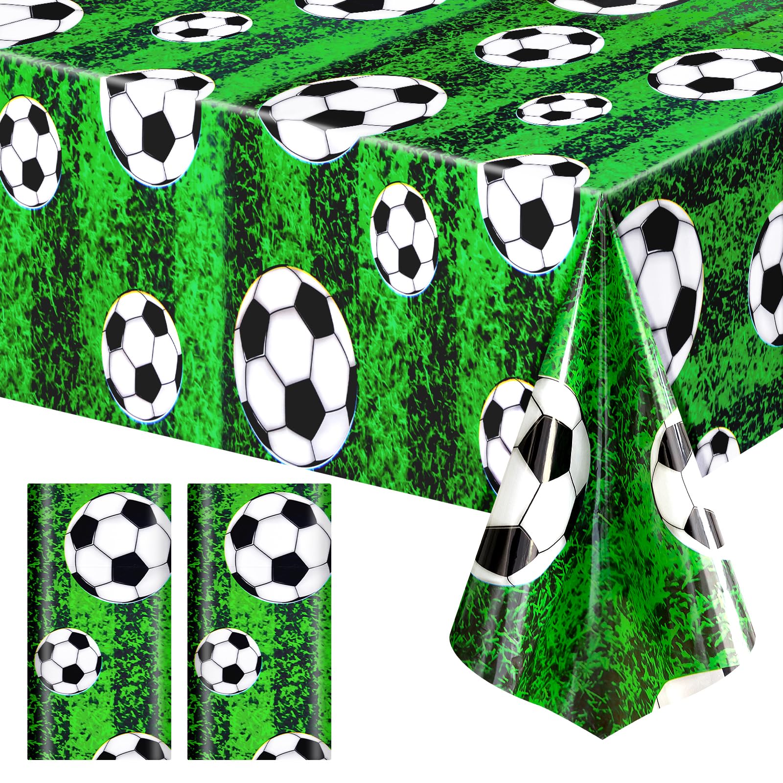 Green grass soccer field design tablecloth 54x108 inches 2 pack