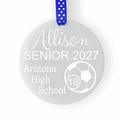 Soccer Senior Gift acrylic ornament 2.9 inch diameter