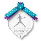 Softball Pitcher Ornament clear acrylic with silver string