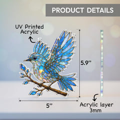 Bluebird suncatcher Solymall hanging in window light