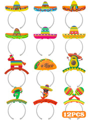 12 piece colorful sombrero hats headbands package