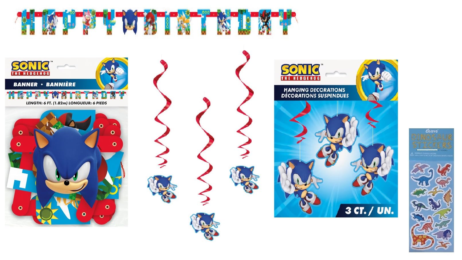 Sonic Birthday Party Supplies Bundle banner 6.25ft