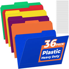 Sooez 36 pack plastic file folders bundled together
