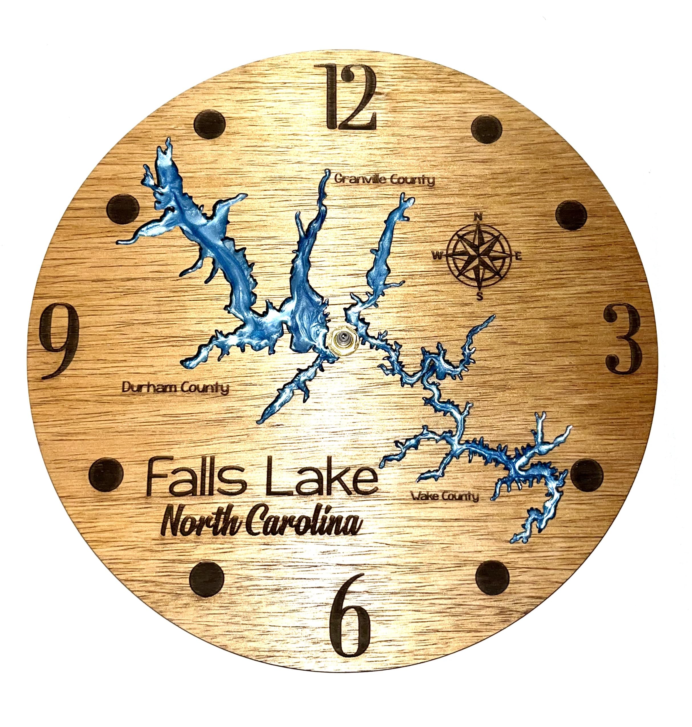 Sooner Tide Creations wall clock with river map 12 inch diameter
