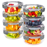 Sorbus 8 round glass containers with lids grey 7 x 3 in set image 1