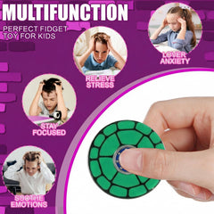 Hand holding green turtle fidget spinner showing 1.97 inch size