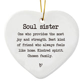 Soul Sister Gift Keepsake ceramic heart ornament