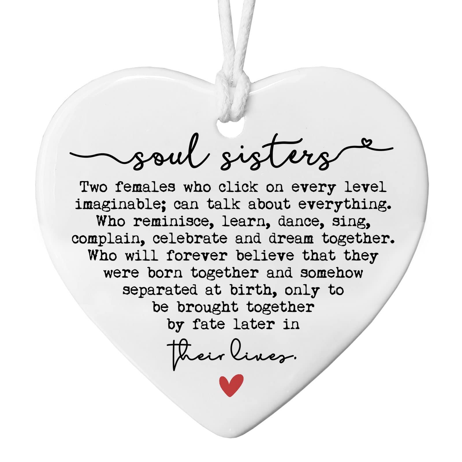 Soul Sister Gift Keepsake white ceramic heart ornament