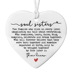 Soul Sister Gift Keepsake white ceramic heart ornament