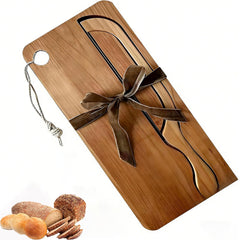Sourdough bow knife and board set wooden cutting board closeup
