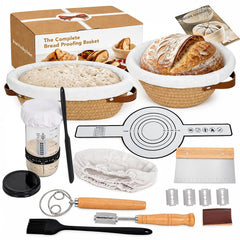 Sourdough Starter Kit round Banneton and oval Banneton in box