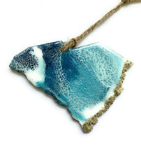 South Carolina holiday ornament handmade resin art with real beach sand