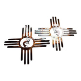 Southwestern Zia Kokopelli pair left and right metal wall art 14 inch