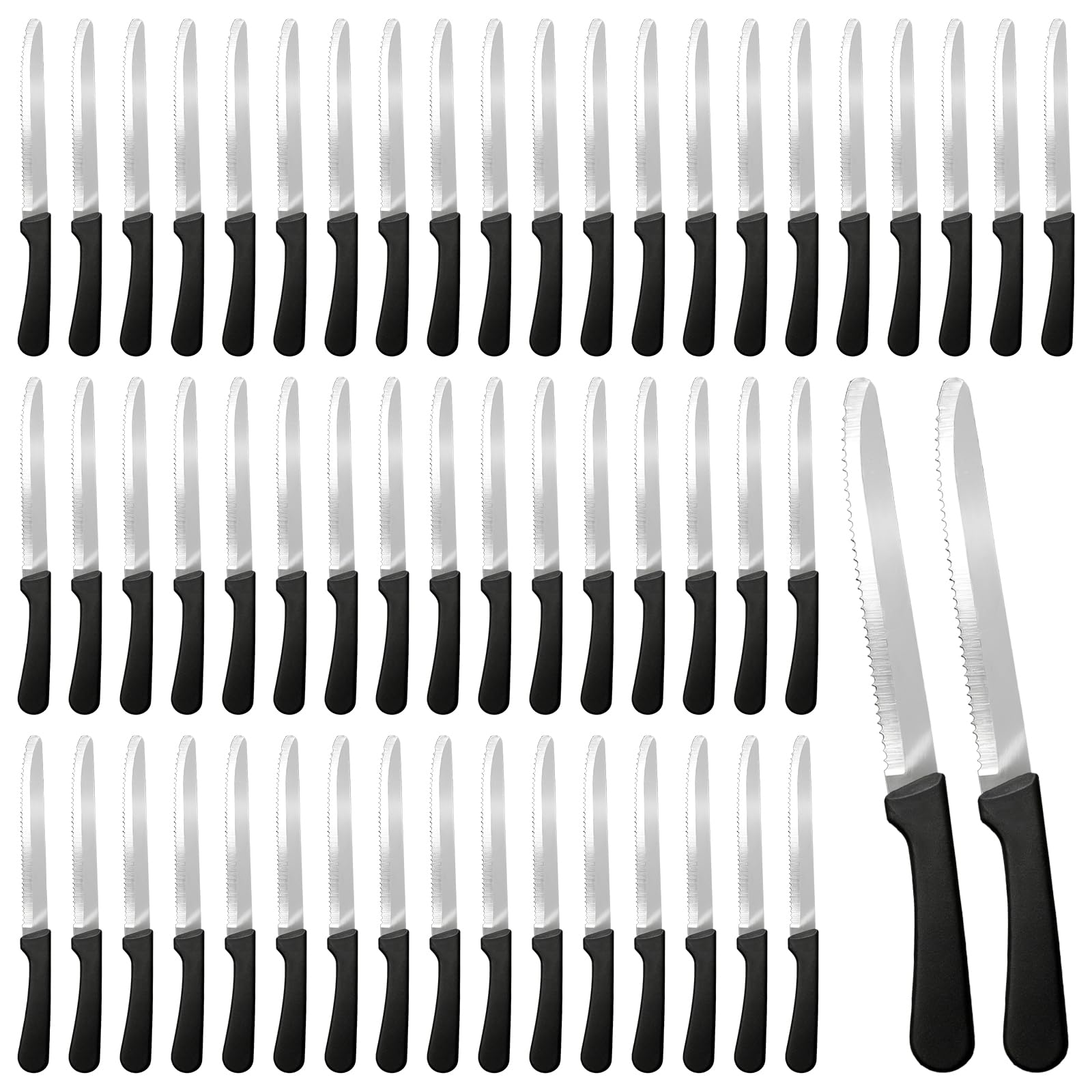 Sowhatsowoo 100 piece steak knives serrated blades round tips