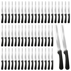 Sowhatsowoo 100 piece steak knives serrated blades round tips