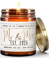 Soy and Sass mr and mrs est 2026 candle 9oz front view
