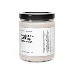9oz soy wax candle in clear glass jar with black lid