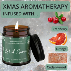 Soy wax candle with cotton wick 9oz Let It Snow Christmas alt text