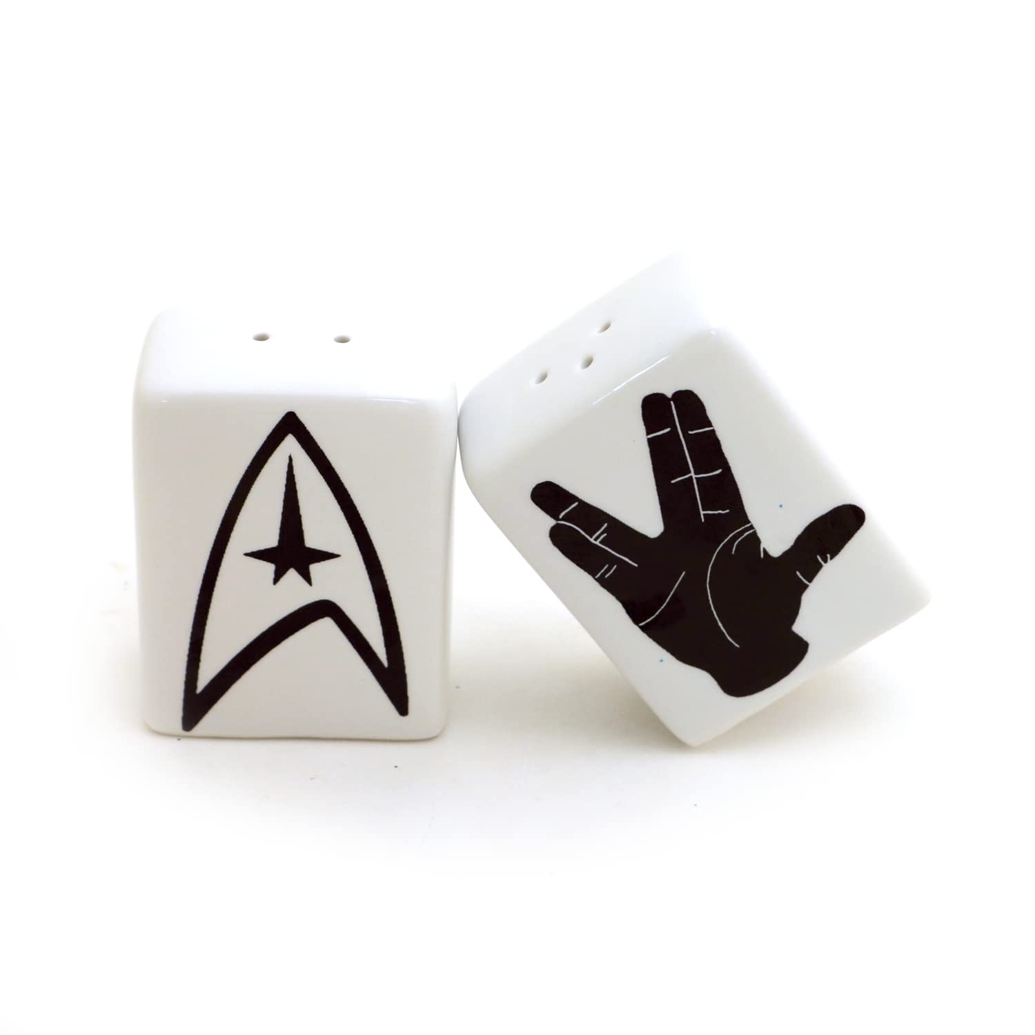 Space Salt and Pepper Shaker Set two stoneware shakers 2.5 inches tall rectangular