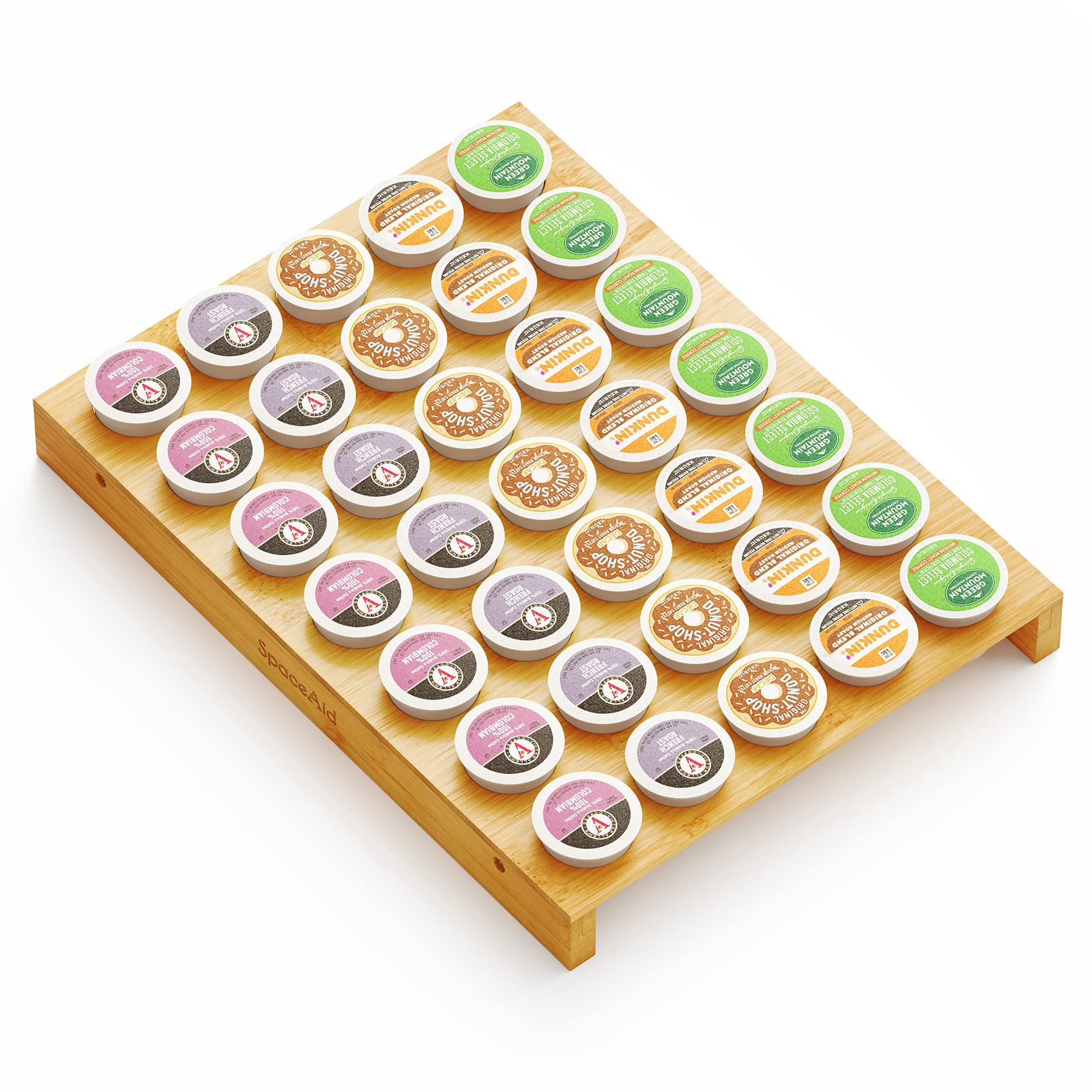 SpaceAid bamboo K Cup Drawer Organizer Insert 35 slots