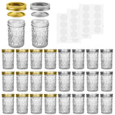 SPANLA 8 oz mason jars 24 pack with 12 silver lids