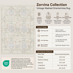 5x7 area rug with botanical ivory base and floral details
