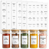 White spice jar label sheet with 150 labels on six large sheets