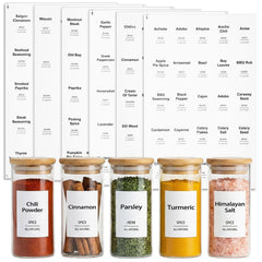 White spice jar label sheet with 150 labels on six large sheets