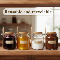 honey cosmetic powder storage in clear glass jar