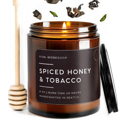 Spiced Honey & Tobacco candle handcrafted in Seattle USA 8 oz