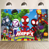 Spider and Friends birthday decorations backdrop banner 59x35.4 inches