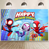 Spider and His Friends birthday decorations backdrop banner 59x35.4 inches