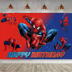 Backdrop included in 52pcs Spider Birthday Decorations Pack