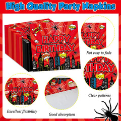 spider theme napkins 6.5 inch with red and blue accents