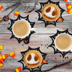 Spider web design coaster black for Halloween decor