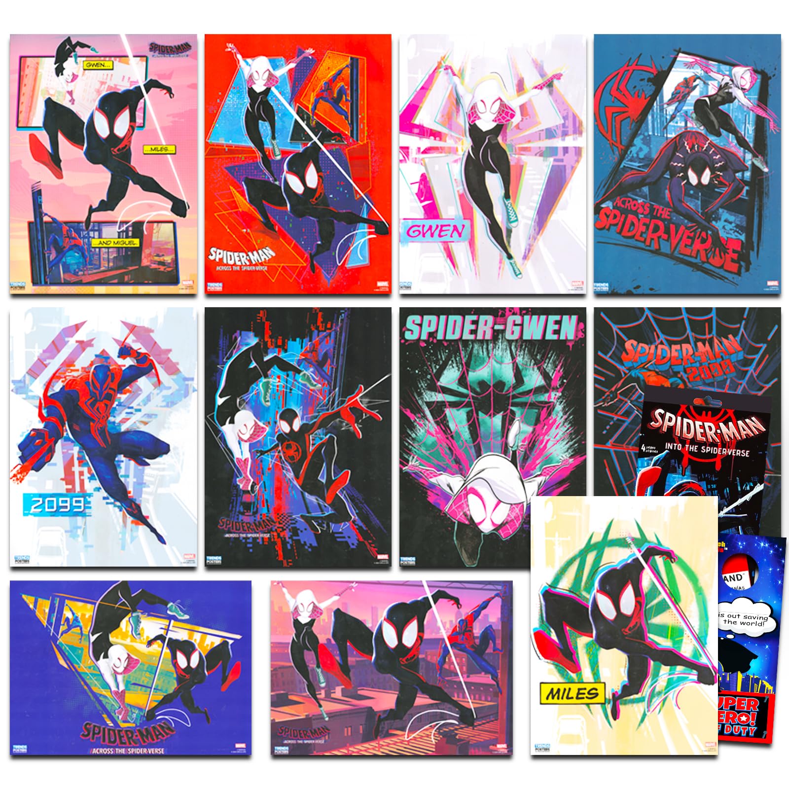 Spiderman Across the Spider-Verse Posters 12 poster bundle 8x11 inches each