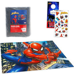 Spiderman Rug for Kids Room Set 48x72in area rug with Spiderman artwork
