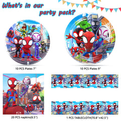 Spidey birthday party decor plates napkins tablecover