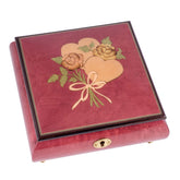 splendid burgundy double heart italian inlaid music box closeup