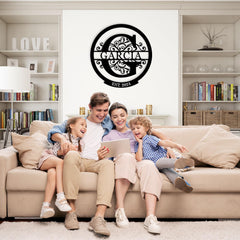 Split letter monogram wall decor with family name