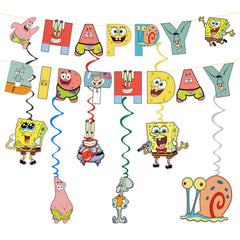 SpongeBob Happy Birthday Banner with 6 vortex pendants
