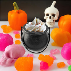 Lightweight plastic cauldrons with flat handles for portability